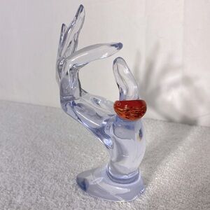 Vintage Art Glass Handmade Red Yellow Black Band Ring